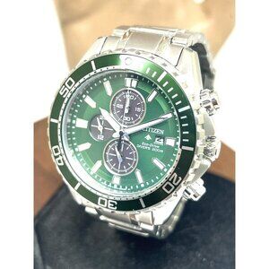 Citizen Men's Watch CA0820-50X Promaster Eco-Drive Green Dial Chronograph 44mm